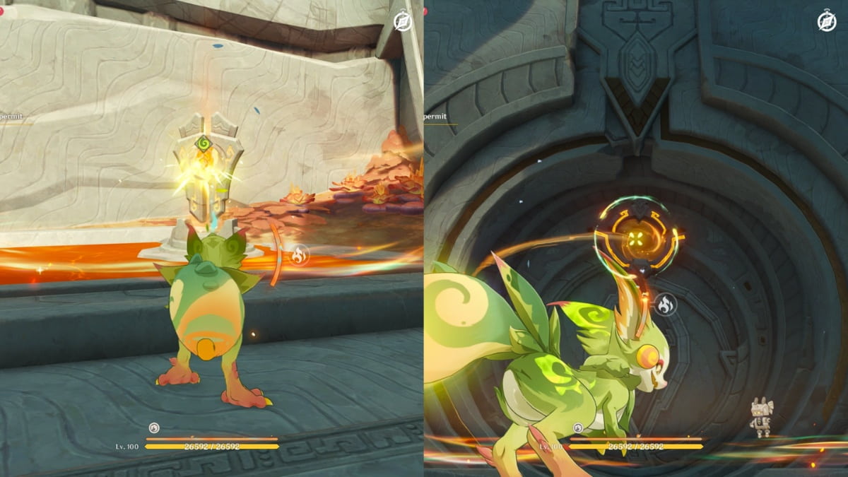 Genshin Impact: Sacred Seat of Judgement Quest Guest Guide Guide 4 เปิดทางเข้าทำลายโดยใช้ไข่มุกแข็งตัว