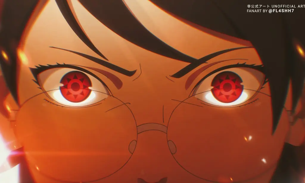Boruto Two Blue Vortex: Sarada Uchiha'nın Mangekyo Sharingan'ını Anlamak 4 Sarada Uchiha Mangekyo Sharingan'ın hayran sanatı
